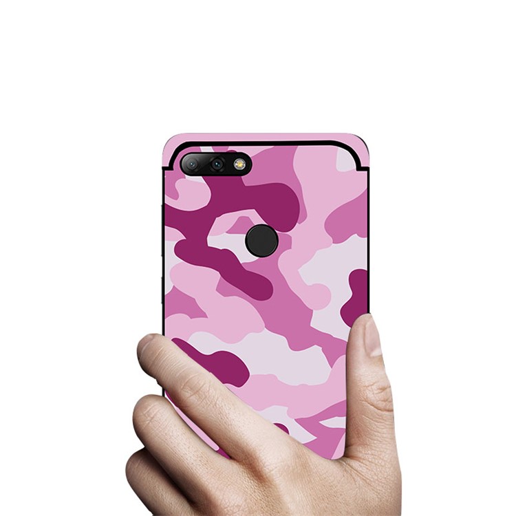 NXE Camouflage Pattern PC TPU Hybrid Cover with Pop Out Stand for Huawei Honor 7C / Enjoy 8 /Y7 Prime (2018) - Pink-5