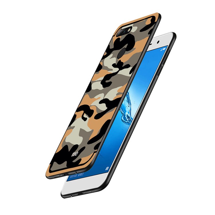 NXE Camouflage Pattern PC TPU Hybrid Back Case with Pop Out Stand for Huawei Honor 7C / Enjoy 8 /Y7 Prime (2018) - Orange-3