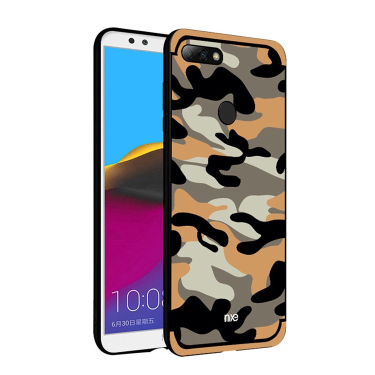 NXE Camouflage Pattern PC TPU Hybrid Back Case with Pop Out Stand for Huawei Honor 7C / Enjoy 8 /Y7 Prime (2018) - Orange-4