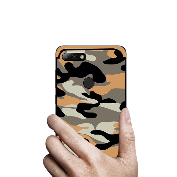 NXE Camouflage Pattern PC TPU Hybrid Back Case with Pop Out Stand for Huawei Honor 7C / Enjoy 8 /Y7 Prime (2018) - Orange-5