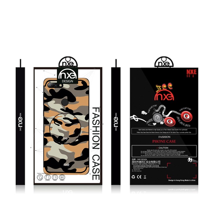 NXE Camouflage Pattern PC TPU Hybrid Back Case with Pop Out Stand for Huawei Honor 7C / Enjoy 8 /Y7 Prime (2018) - Orange-6