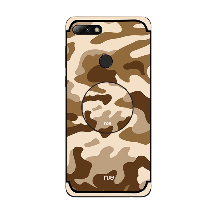 NXE Camouflage Pattern PC TPU Hybrid Phone Shell with Pop Out Stand for Huawei Honor 7C / Enjoy 8 /Y7 Prime (2018) - Brown-1
