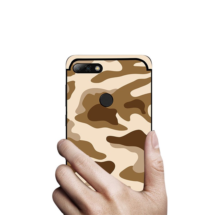 NXE Camouflage Pattern PC TPU Hybrid Phone Shell with Pop Out Stand for Huawei Honor 7C / Enjoy 8 /Y7 Prime (2018) - Brown-5