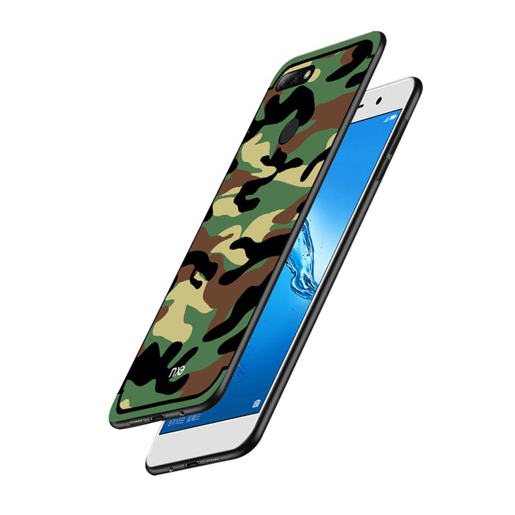 NXE Camouflage Pattern PC TPU Hybrid Cell Phone Case with Pop Out Stand for Huawei Honor 7C / Enjoy 8 /Y7 Prime (2018) - Green-3