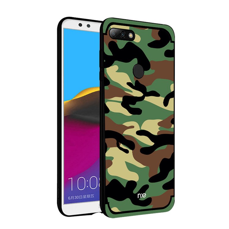 NXE Camouflage Pattern PC TPU Hybrid Cell Phone Case with Pop Out Stand for Huawei Honor 7C / Enjoy 8 /Y7 Prime (2018) - Green-4
