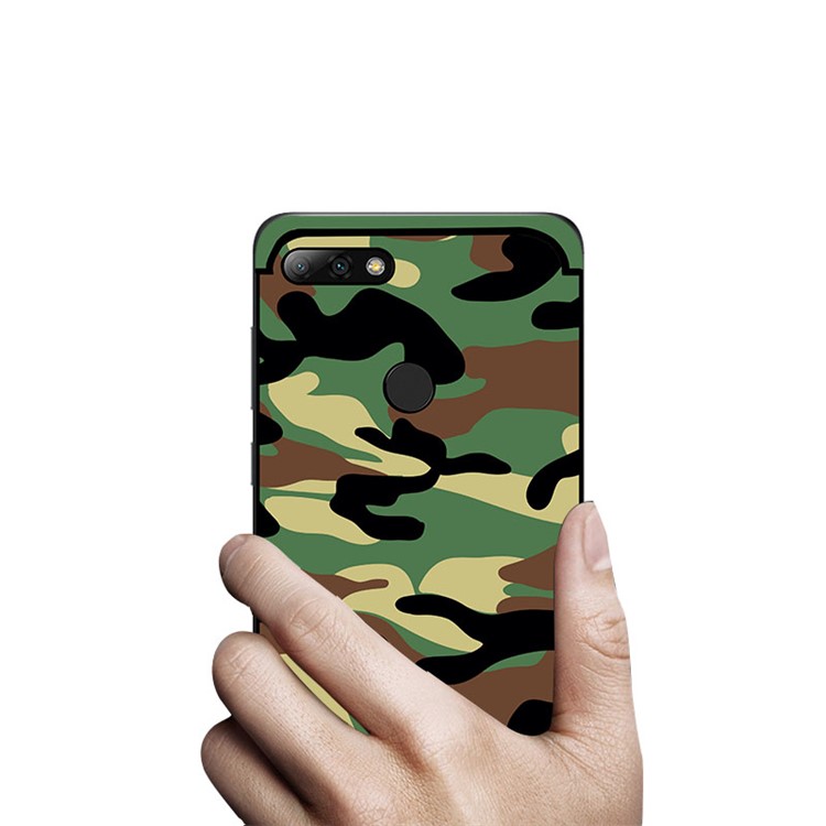 NXE Camouflage Pattern PC TPU Hybrid Cell Phone Case with Pop Out Stand for Huawei Honor 7C / Enjoy 8 /Y7 Prime (2018) - Green-5