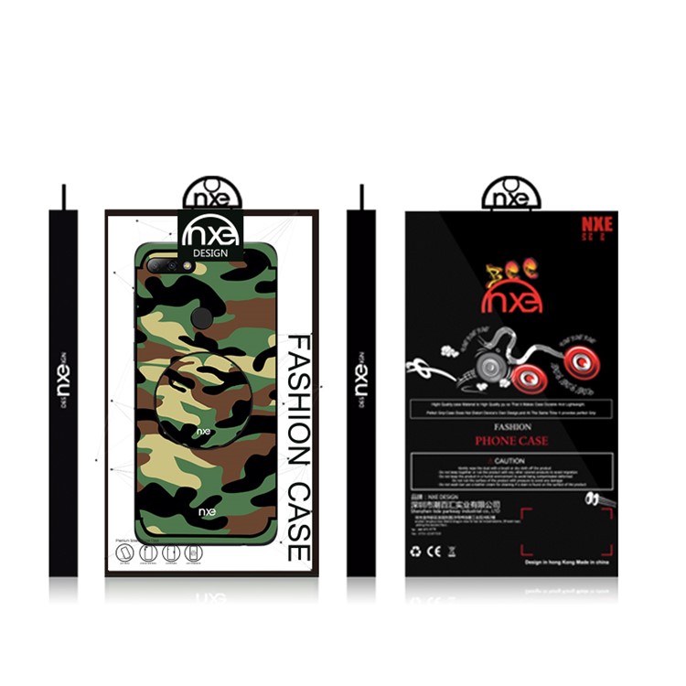 NXE Camouflage Pattern PC TPU Hybrid Cell Phone Case with Pop Out Stand for Huawei Honor 7C / Enjoy 8 /Y7 Prime (2018) - Green-6