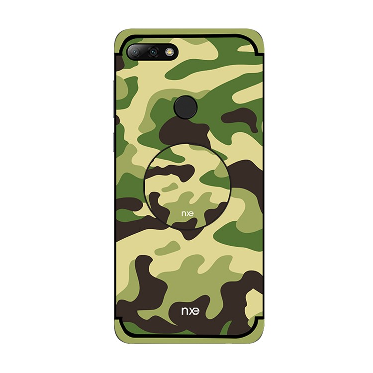 NXE Camouflage Pattern PC TPU Hybrid Mobile Casing with Pop Out Stand for Huawei Honor 7C / Enjoy 8 /Y7 Prime (2018) - Light Green-1