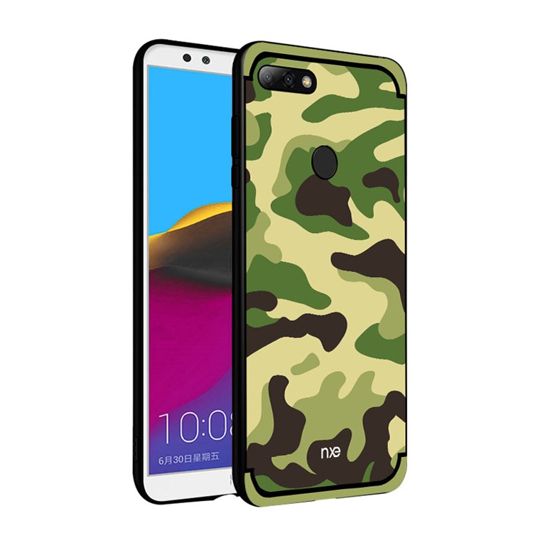 NXE Camouflage Pattern PC TPU Hybrid Mobile Casing with Pop Out Stand for Huawei Honor 7C / Enjoy 8 /Y7 Prime (2018) - Light Green-4