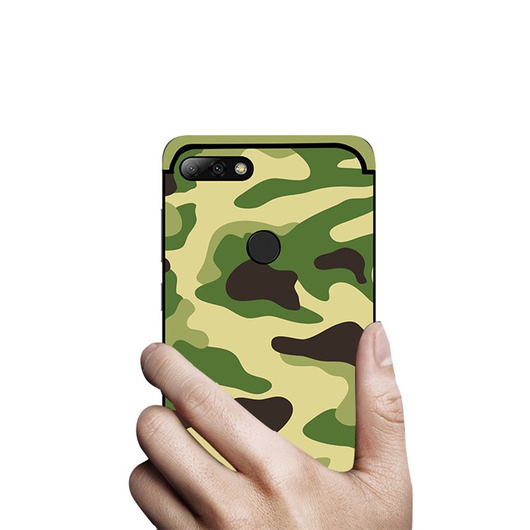 NXE Camouflage Pattern PC TPU Hybrid Mobile Casing with Pop Out Stand for Huawei Honor 7C / Enjoy 8 /Y7 Prime (2018) - Light Green-5