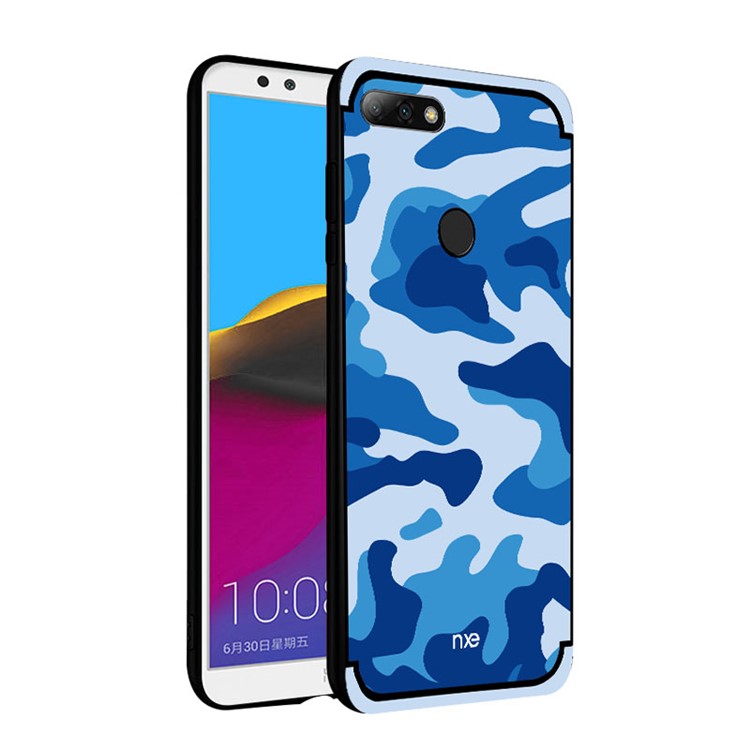 NXE Camouflage Pattern PC TPU Hybrid Protective Case with Pop Out Stand for Huawei Honor 7C / Enjoy 8 /Y7 Prime (2018) - Blue-4