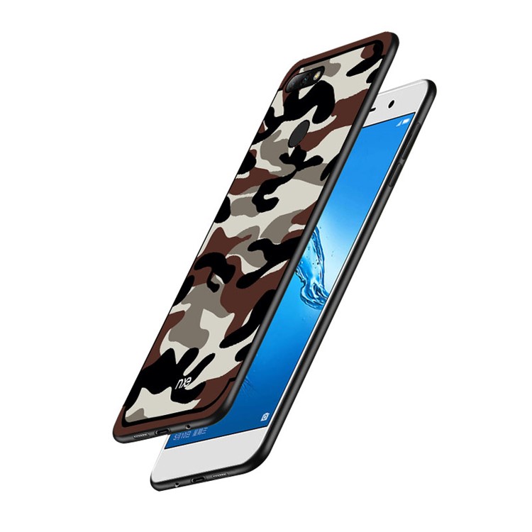 NXE Camouflage Pattern PC TPU Hybrid Mobile Phone Cover with Pop Out Stand for Huawei Honor 7C / Enjoy 8 /Y7 Prime (2018) - Coffee-3