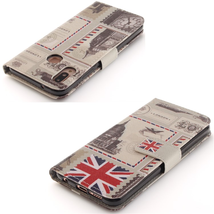 Patterned Wallet Stand PU Leather Cover for Huawei P20 Lite / Nova 3e - London Elements-4