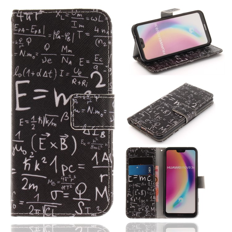 Patterned Wallet Stand PU Leather Shell for Huawei P20 Lite / Nova 3e - Formula-1