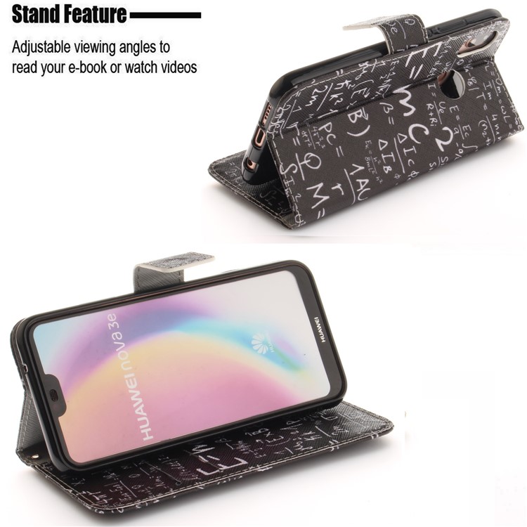Patterned Wallet Stand PU Leather Shell for Huawei P20 Lite / Nova 3e - Formula-5