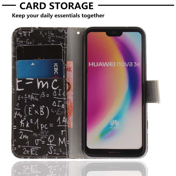 Patterned Wallet Stand PU Leather Shell for Huawei P20 Lite / Nova 3e - Formula-7