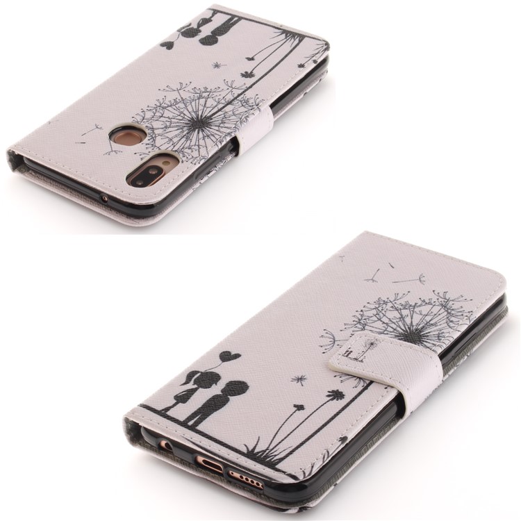 Patterned Wallet Stand PU Leather Phone Case for Huawei P20 Lite / Nova 3e - Dandelion and Lovers-4