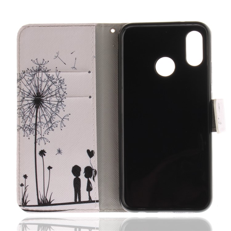 Patterned Wallet Stand PU Leather Phone Case for Huawei P20 Lite / Nova 3e - Dandelion and Lovers-8