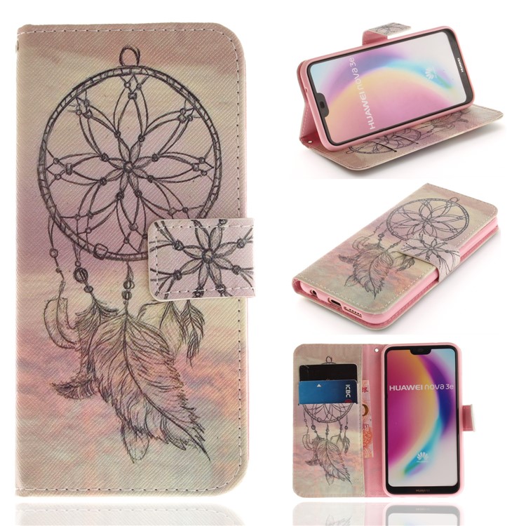 Patterned Wallet Stand PU Leather Phone Casing for Huawei P20 Lite / Nova 3e - Dream Catcher-1
