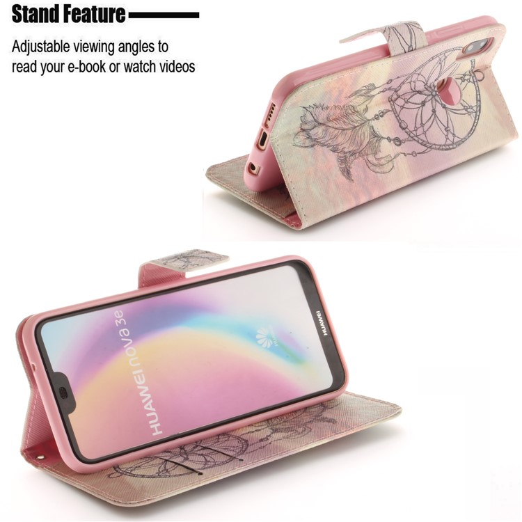 Patterned Wallet Stand PU Leather Phone Casing for Huawei P20 Lite / Nova 3e - Dream Catcher-5