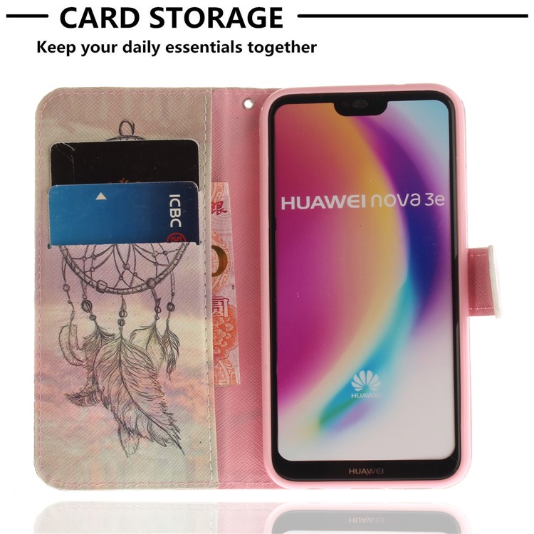 Patterned Wallet Stand PU Leather Phone Casing for Huawei P20 Lite / Nova 3e - Dream Catcher-7