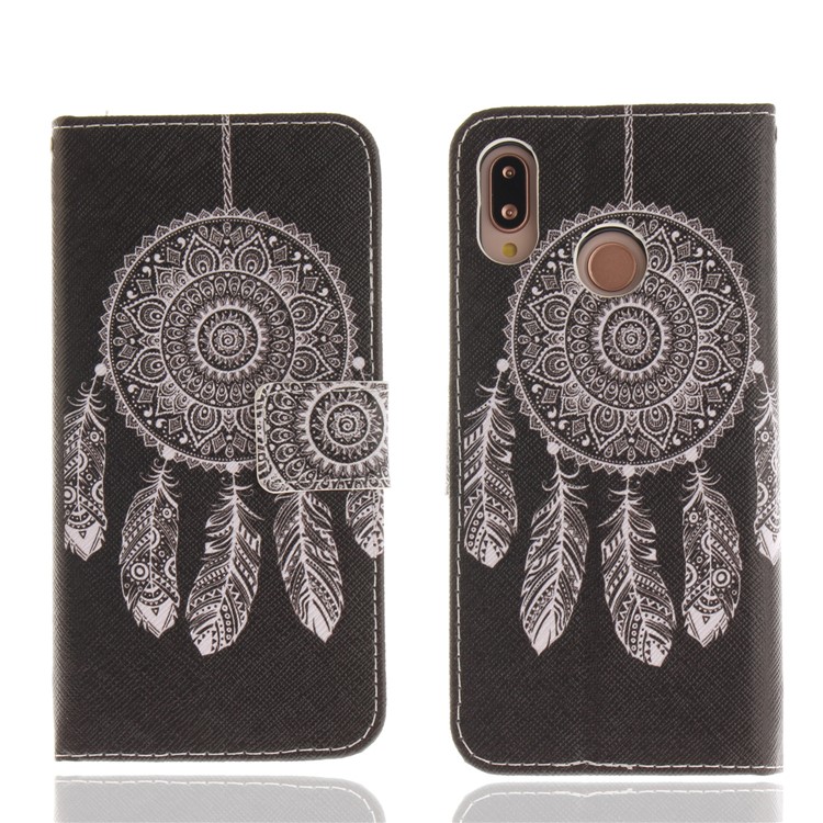 Patterned Wallet Stand PU Leather Mobile Cover for Huawei P20 Lite / Nova 3e - Tribal Dream Catcher-3