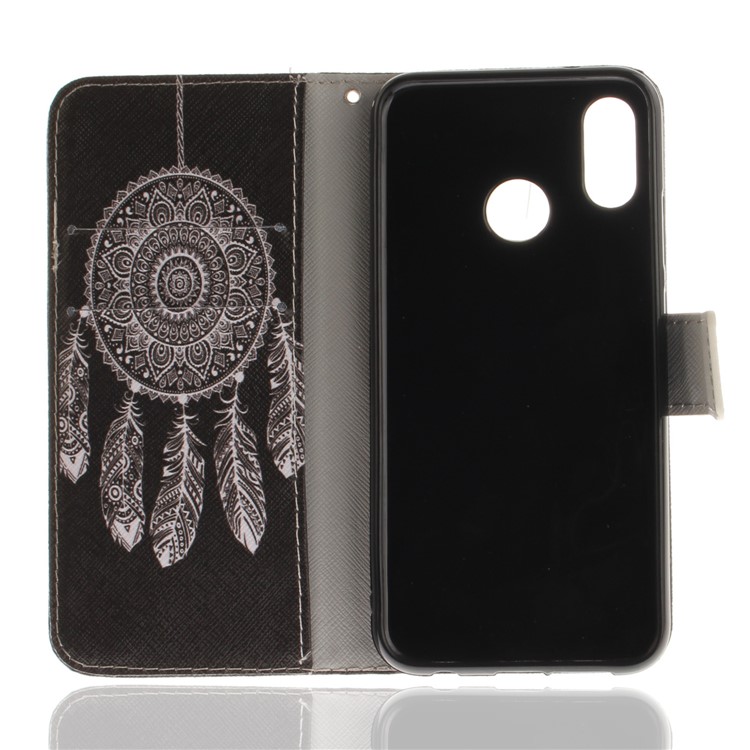 Patterned Wallet Stand PU Leather Mobile Cover for Huawei P20 Lite / Nova 3e - Tribal Dream Catcher-8