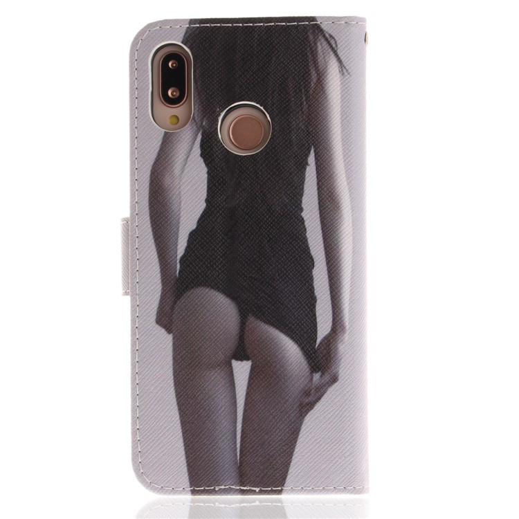 Patterned Wallet Stand PU Leather Mobile Shell for Huawei P20 Lite / Nova 3e - Hot Girl-2