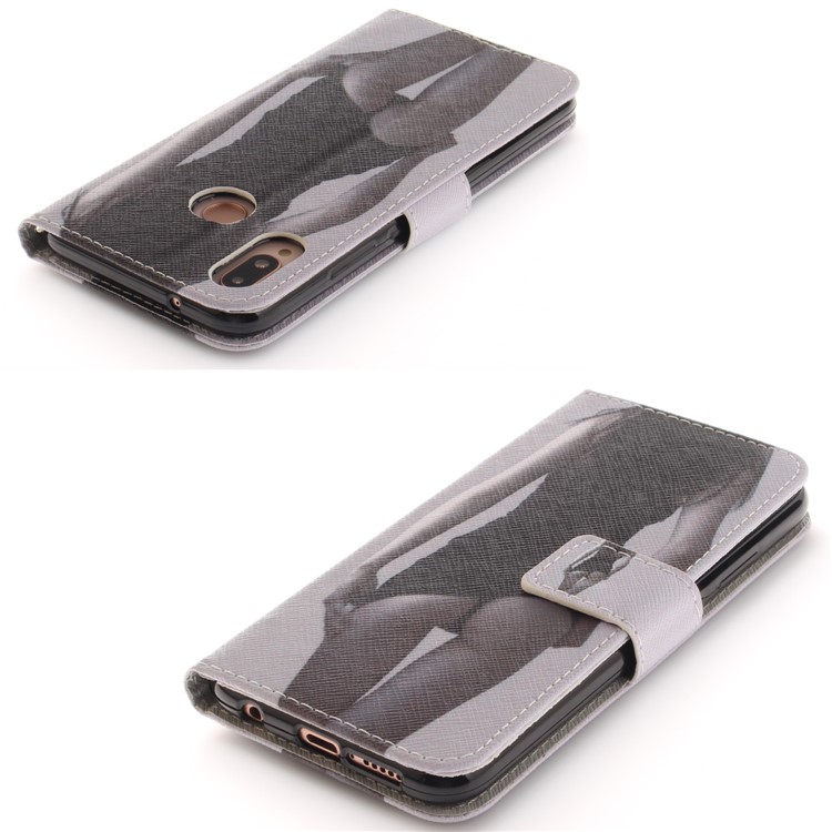 Patterned Wallet Stand PU Leather Mobile Shell for Huawei P20 Lite / Nova 3e - Hot Girl-4