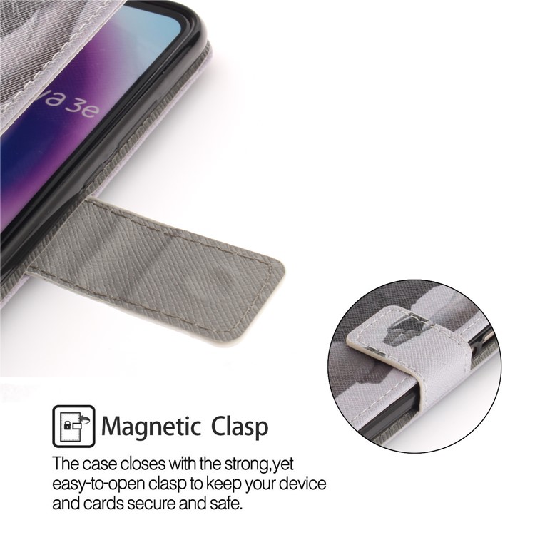 Patterned Wallet Stand PU Leather Mobile Shell for Huawei P20 Lite / Nova 3e - Hot Girl-6