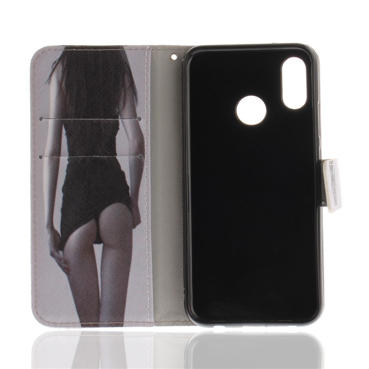 Patterned Wallet Stand PU Leather Mobile Shell for Huawei P20 Lite / Nova 3e - Hot Girl-8