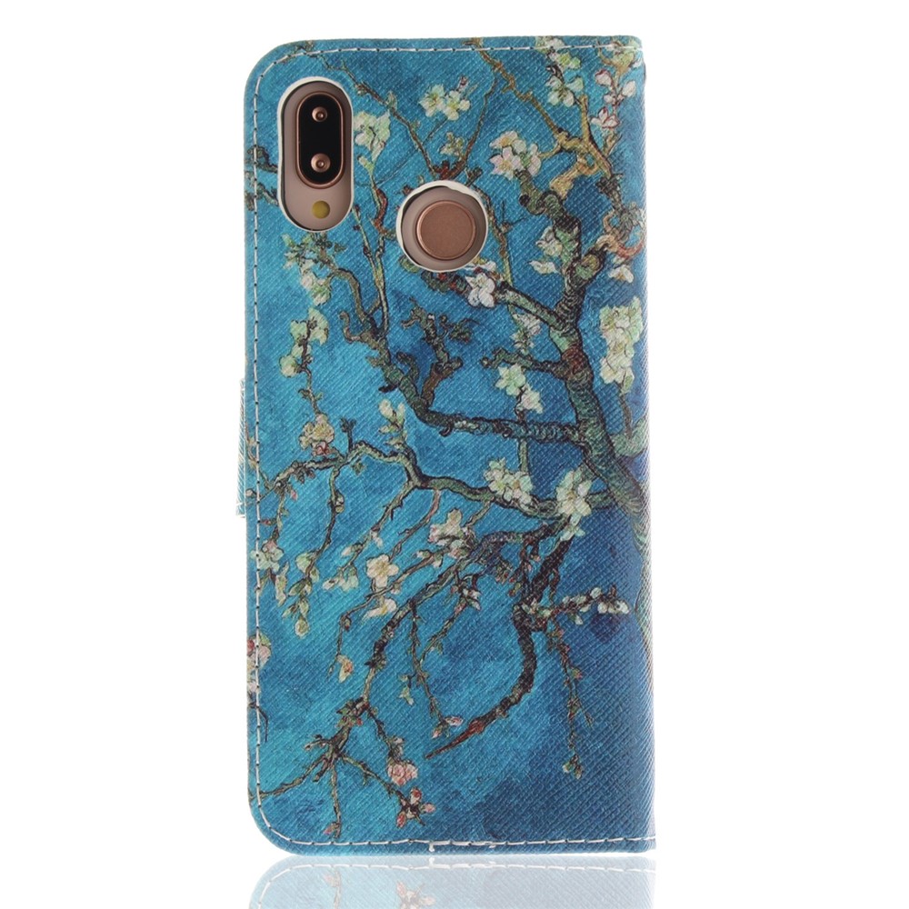 Patterned Wallet Stand PU Leather Flip Case for Huawei P20 Lite / Nova 3e - Almond Tree in Blossom-2