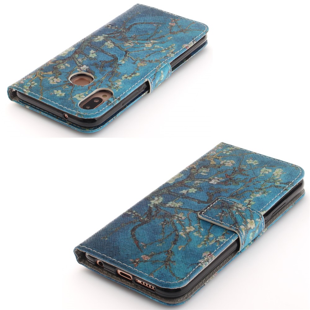 Patterned Wallet Stand PU Leather Flip Case for Huawei P20 Lite / Nova 3e - Almond Tree in Blossom-4