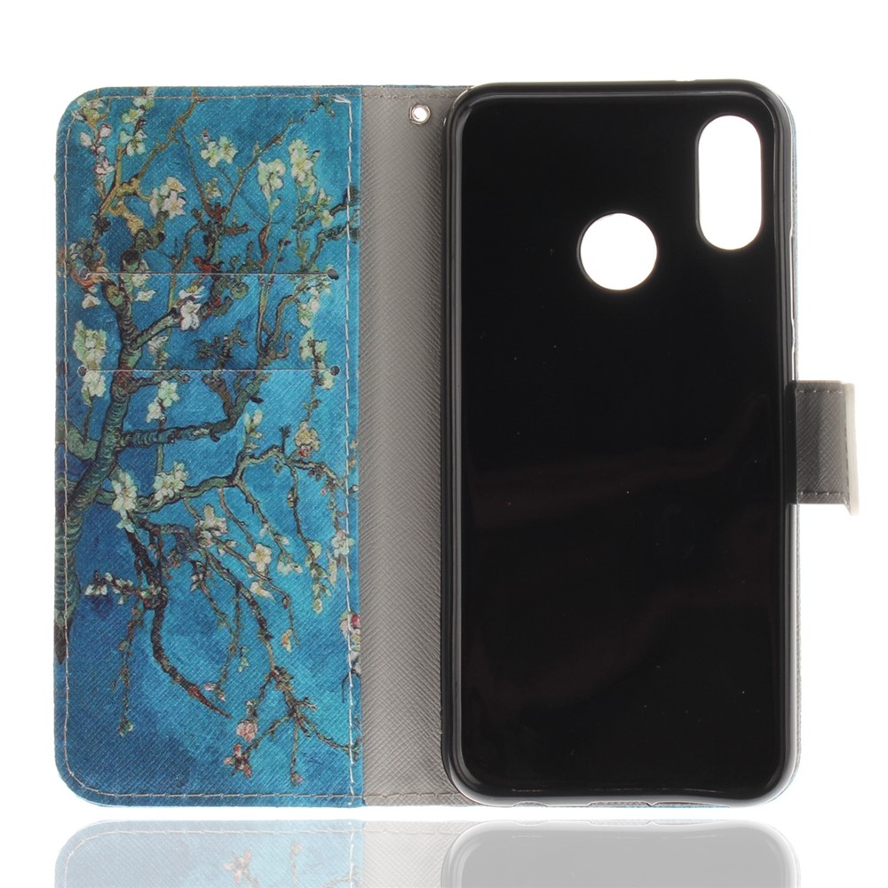 Patterned Wallet Stand PU Leather Flip Case for Huawei P20 Lite / Nova 3e - Almond Tree in Blossom-8