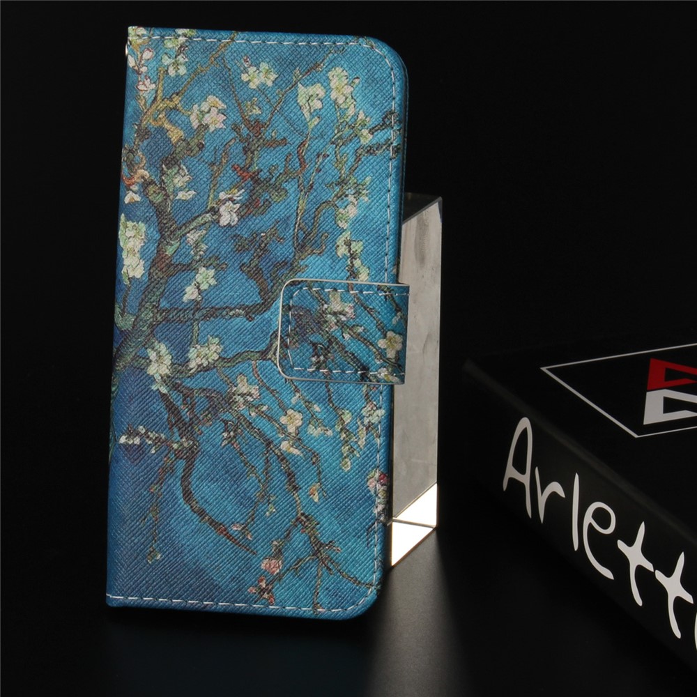 Patterned Wallet Stand PU Leather Flip Case for Huawei P20 Lite / Nova 3e - Almond Tree in Blossom-9