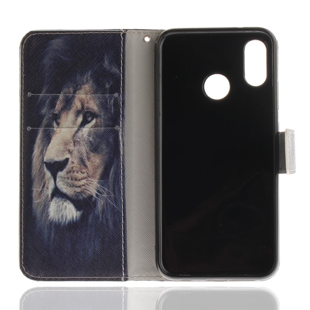 Patterned Wallet Stand PU Leather Protective Casing for Huawei P20 Lite / Nova 3e - Lion-8