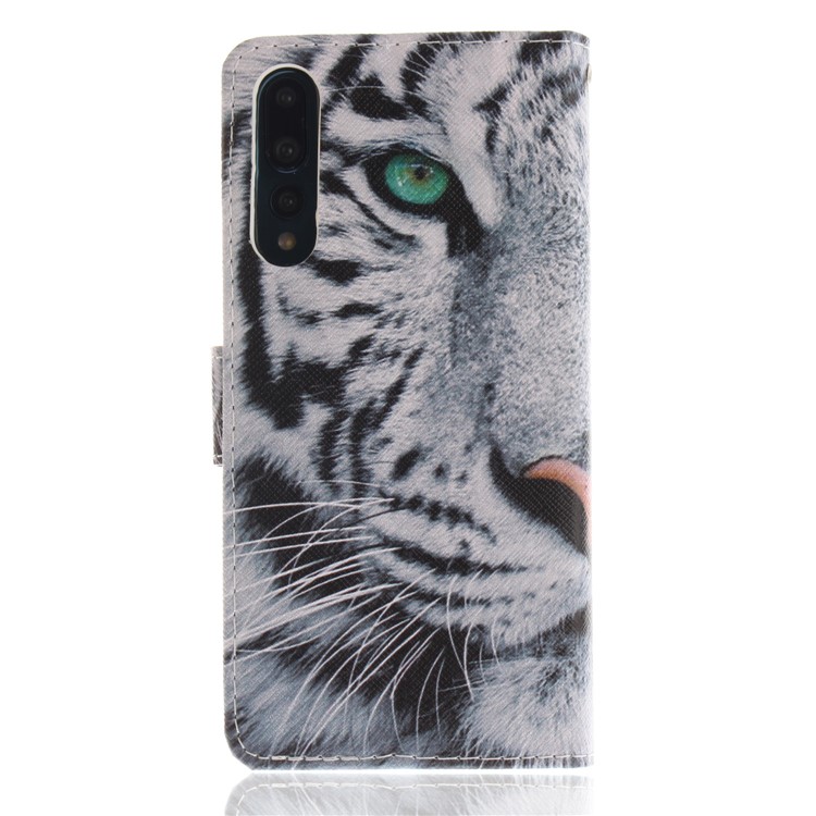 Custodia A Portafoglio In Pelle Stampa Motivo Per Huawei P20 Pro - Modello Di Tigre-2