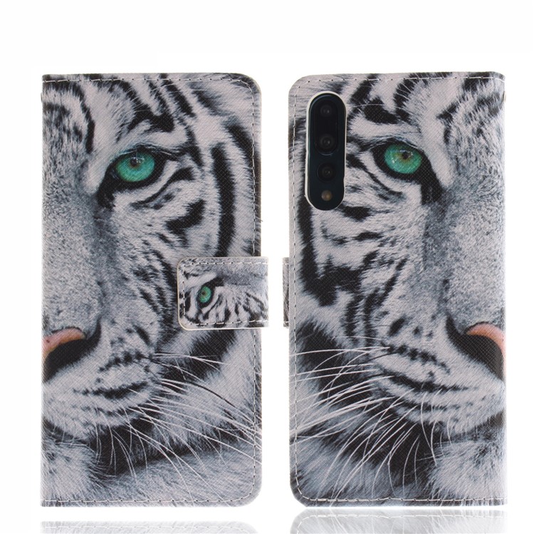 Custodia A Portafoglio In Pelle Stampa Motivo Per Huawei P20 Pro - Modello Di Tigre-3