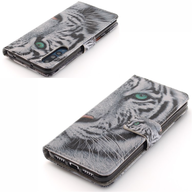 Custodia A Portafoglio In Pelle Stampa Motivo Per Huawei P20 Pro - Modello Di Tigre-4