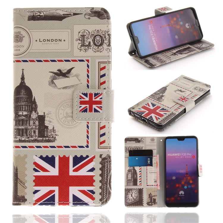 Pattern Printing Leather Wallet Cover for Huawei P20 Pro - UK Flag-1
