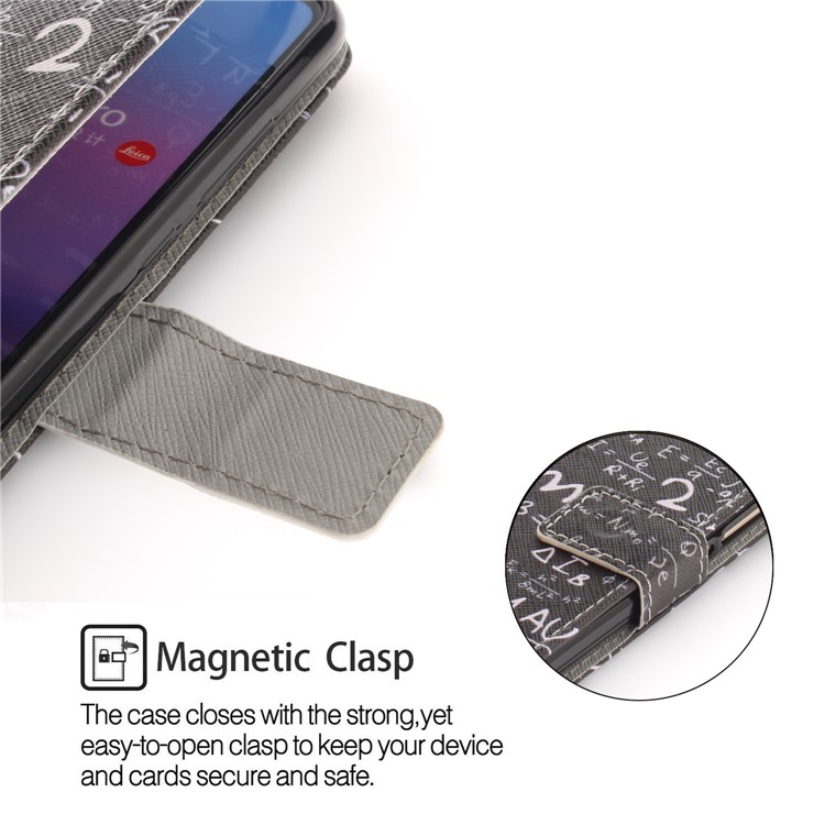 Pattern Printing Leather Wallet Shell Case for Huawei P20 Pro - Mathematical Symbol-6