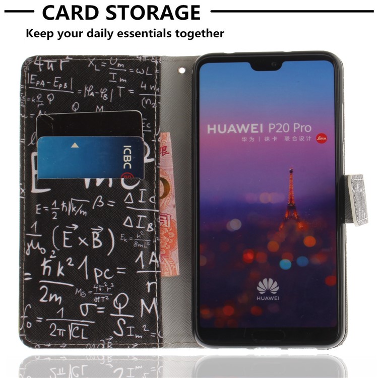 Pattern Printing Leather Wallet Shell Case for Huawei P20 Pro - Mathematical Symbol-7