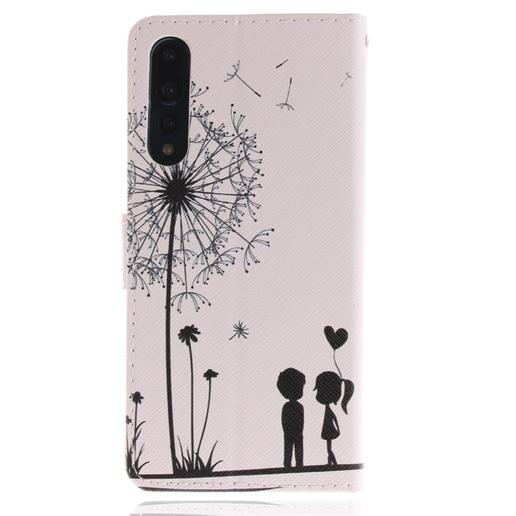 Pattern Printing Leather Wallet Case Cover for Huawei P20 Pro - Dandelion and Lovers-2
