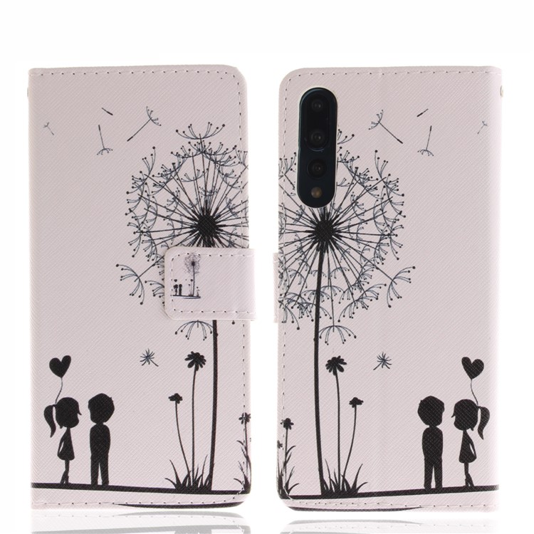 Pattern Printing Leather Wallet Case Cover for Huawei P20 Pro - Dandelion and Lovers-3