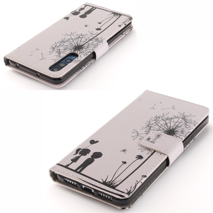 Pattern Printing Leather Wallet Case Cover for Huawei P20 Pro - Dandelion and Lovers-4