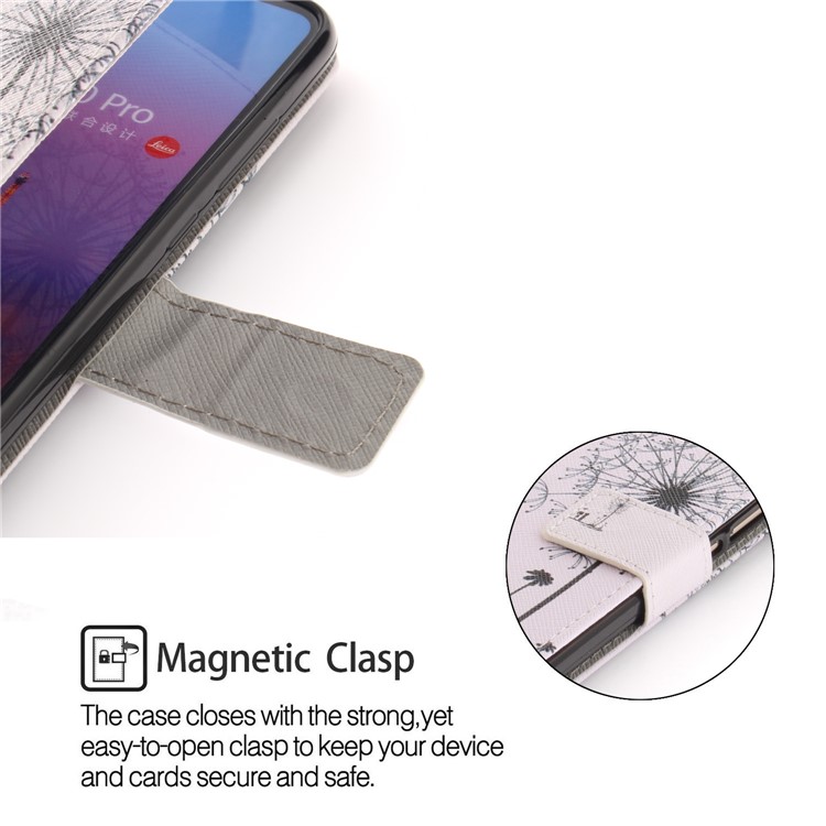 Pattern Printing Leather Wallet Case Cover for Huawei P20 Pro - Dandelion and Lovers-6