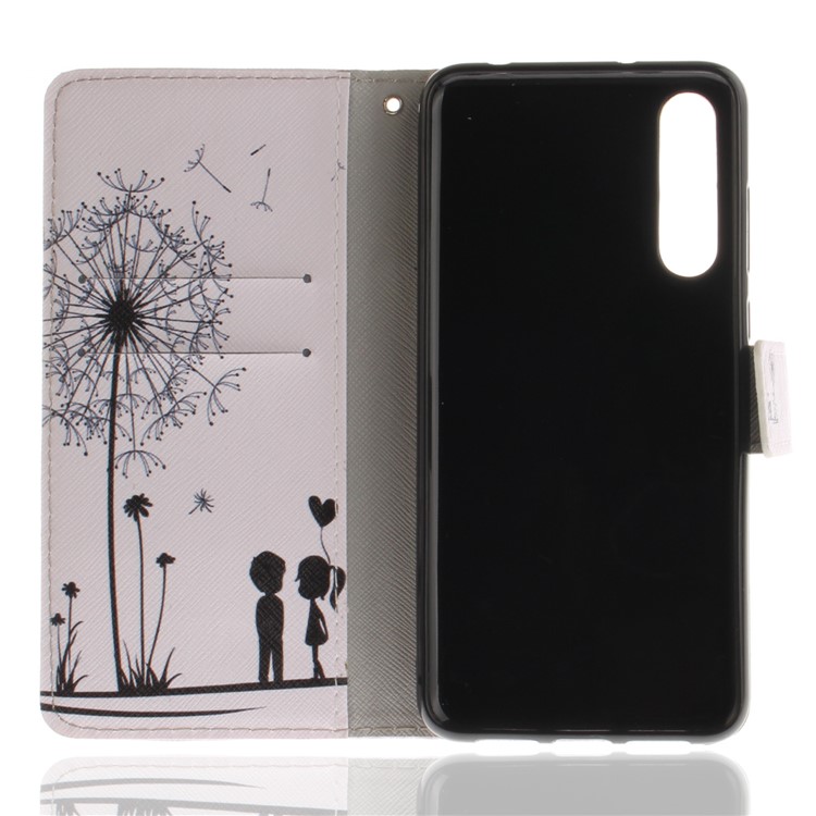 Pattern Printing Leather Wallet Case Cover for Huawei P20 Pro - Dandelion and Lovers-8