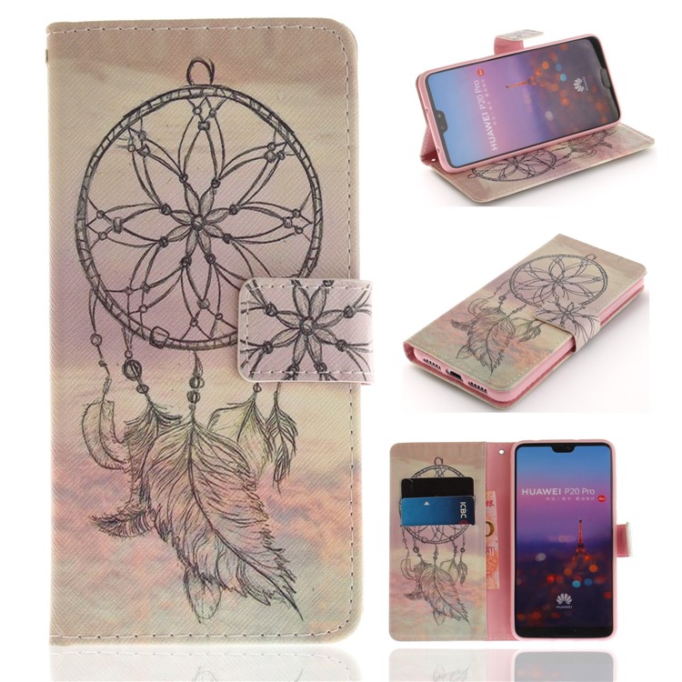 Pattern Printing Magnetic Leather Wallet Case for Huawei P20 Pro - Dream Catcher