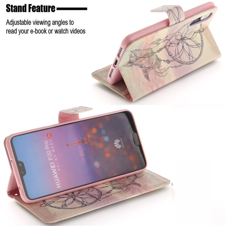 Padrão De Impressão Magnética Carteira De Couro Para Huawei P20 Pro - Apanhador De Sonhos-5