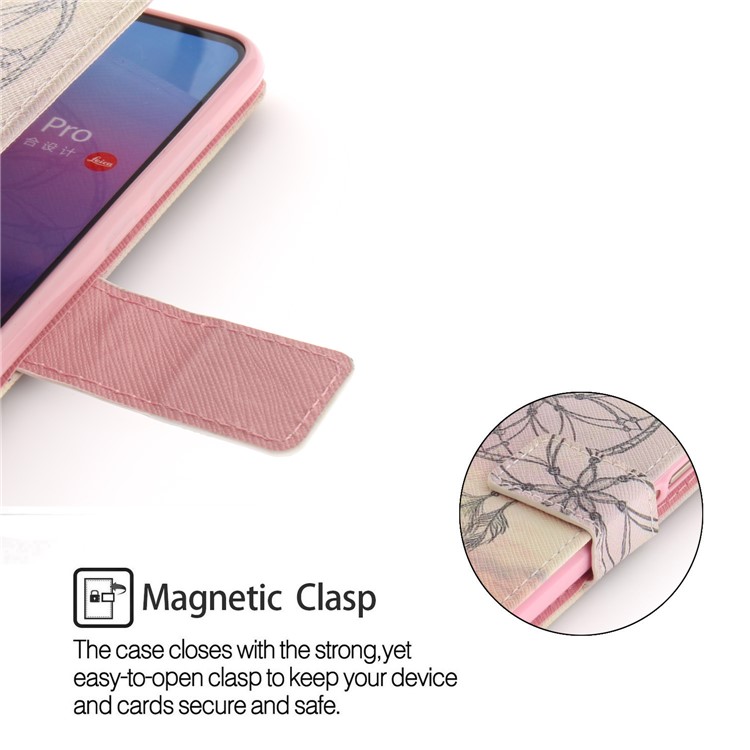Padrão De Impressão Magnética Carteira De Couro Para Huawei P20 Pro - Apanhador De Sonhos-6